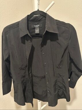 Express Women’s Black Collared Button-Front Shirt